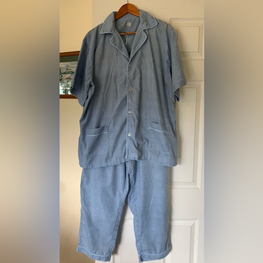 Haband Men's Short Sleeve Pull-on Pants Pj Set L